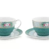 New Pip Studio Blushing Birds Set/2 Cappuccino Tassen & Untertassen Blau