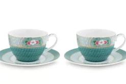 New Pip Studio Blushing Birds Set/2 Cappuccino Tassen & Untertassen Blau