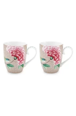 Discount Pip Studio Blushing Birds Set/2 Tassen Gross Khaki