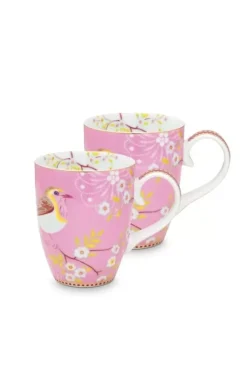 Outlet Pip Studio Early Bird Set/2 Tassen Gross Chinese Rose Rosa