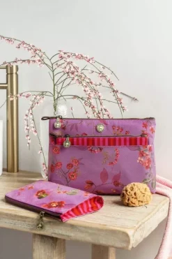 Pip Studio Flaches Necessaire Reisverschluss Kawai Flower Fuchsia