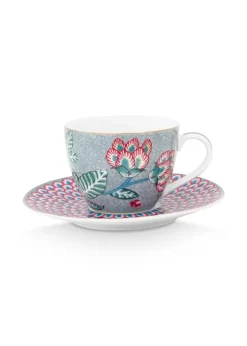 New Pip Studio Flower Festival Espresso Tasse & Undertasse Hell Blau