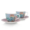 Hot Pip Studio Flower Festival Set/2 Espresso Tasse & Undertasse Hell Blau