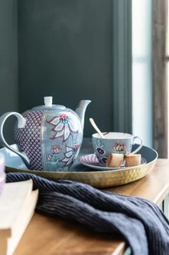 Hot Pip Studio Flower Festival Set/2 Espresso Tasse & Undertasse Hell Blau