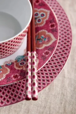 Discount Pip Studio Flower Festival Set/4 Frühstücksteller Dunkel 21Cm Rosa