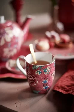 New Pip Studio Flower Festival Set/2 Tassen Xl Dunkel Rosa