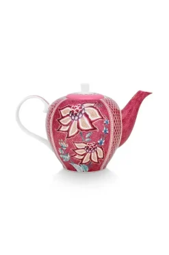 Hot Pip Studio Flower Festival Teekanne Gross Dunkel Rosa