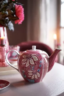 Hot Pip Studio Flower Festival Teekanne Gross Dunkel Rosa