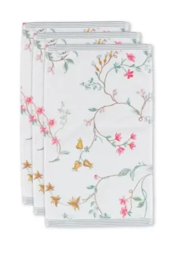 Outlet Pip Studio Gastehandtuch Set/3 Les Fleurs 30X50 Cm Weis