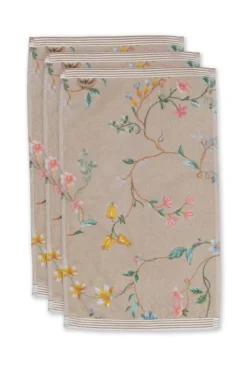 Pip Studio Gastehandtuch Set/3 Les Fleurs 30X50 Cm Khaki