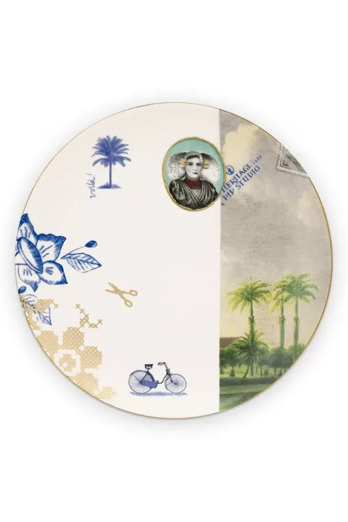 Outlet Pip Studio Heritage Frühstücksteller Palme Weis 20 Cm