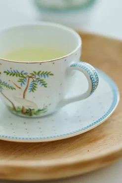 Discount Pip Studio Jolie Set/2 Espresso Tasse & Untertasse Dots Gold Weis