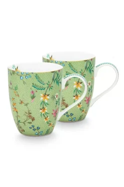 Hot Pip Studio Jolie Set/2 Tassen Gross Blumen Grun