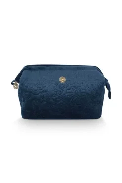Outlet Pip Studio Kosmetiktasche Gross Samt Quiltey Days Blau