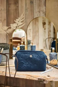 Outlet Pip Studio Kosmetiktasche Gross Samt Quiltey Days Blau