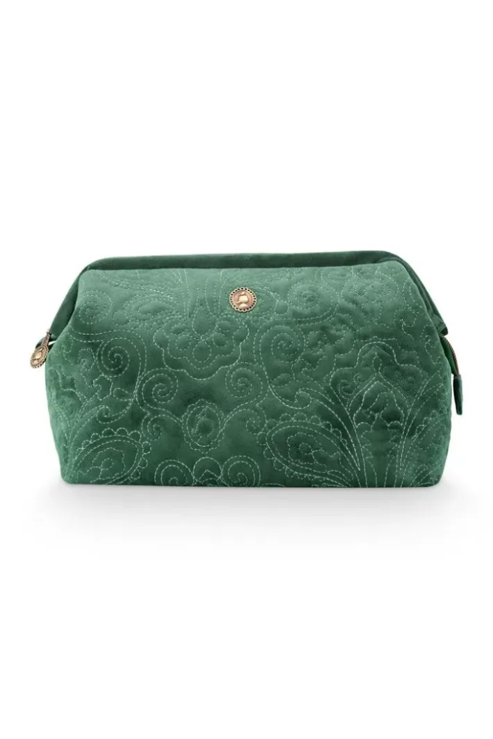 Pip Studio Kosmetiktasche Gross Samt Quiltey Days Grun