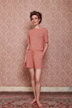 Outlet Pip Studio Kurze Hose Little Sumo Stripe Koralle Rot