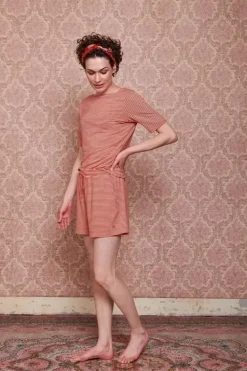 Outlet Pip Studio Kurze Hose Little Sumo Stripe Koralle Rot