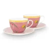 Hot Pip Studio La Majorelle Set/2 Cappuccino Tassen & Undertassen Rosa