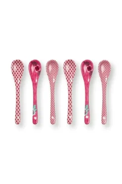 Online Pip Studio Oriental Flower Festival Set/6 Teeloffel Dunkel Rosa