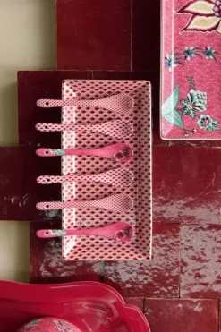 Online Pip Studio Oriental Flower Festival Set/6 Teeloffel Dunkel Rosa