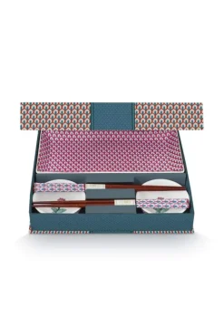 Pip Studio Oriental Flower Festival Set/6 Sushi Blau