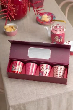 Clearance Pip Studio Oriental Flower Festival Set/4 Tassen Dunkel Rosa