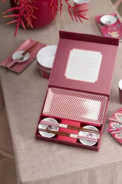 Sale Pip Studio Oriental Flower Festival Set/6 Sushi Dunkel Rosa