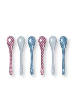 Pip Studio Oriental Flower Festival Set/6 Teeloffel Blau
