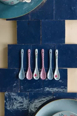 Pip Studio Oriental Flower Festival Set/6 Teeloffel Blau