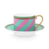 Sale Pip Studio Pip Chique Stripes Cappuccino Tasse & Untertasse Rosa/Grun