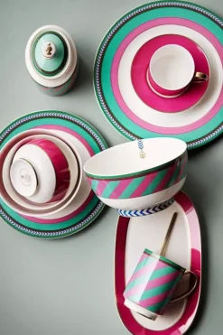 Outlet Pip Studio Pip Chique Stripes Essteller Rosa/Grun 28Cm