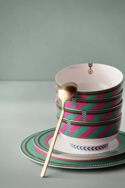 Best Pip Studio Pip Chique Stripes Frühstücksteller Rosa/Grun 23Cm