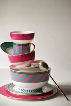 Sale Pip Studio Pip Chique Stripes Schale Rosa/Grun 20.5Cm