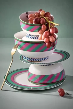 Sale Pip Studio Pip Chique Stripes Schale Rosa/Grun 20.5Cm
