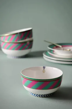 Sale Pip Studio Pip Chique Stripes Schale Rosa/Grun 15.5Cm