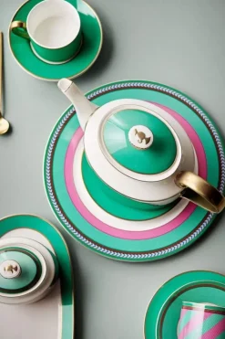 Outlet Pip Studio Pip Chique Stripes Teekanne Gross Rosa/Grun