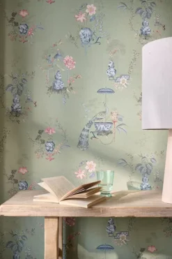 Outlet Pip Studio Chinese Porcelain Vinyltapete Hell Grun