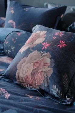 Pip Studio Quadratisches Zierkissen Tokyo Bouquet Dunkel Blau