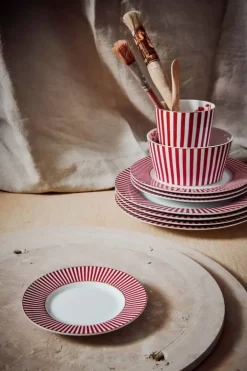 Discount Pip Studio Royal Stripes Petit Four Dunkelrosa 12Cm
