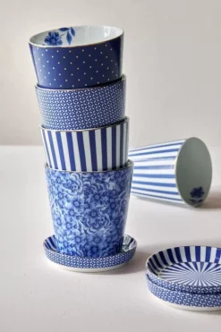 New Pip Studio Royal Stripes Tasse Blumen & Teebeutelablage Blau