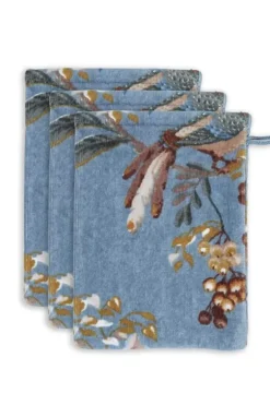 Hot Pip Studio Waschlappen Set/3 Secret Garden 16X22Cm Blau