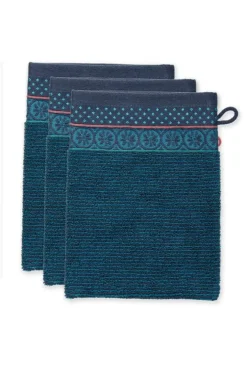 Outlet Pip Studio Waschlappen Set/3 Soft Zellige Dunkel 16X22 Cm Blau