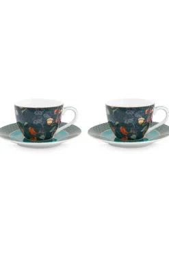 Pip Studio Winter Wonderland Set/2 Espresso Tassen & Untertassen Dunkelblau